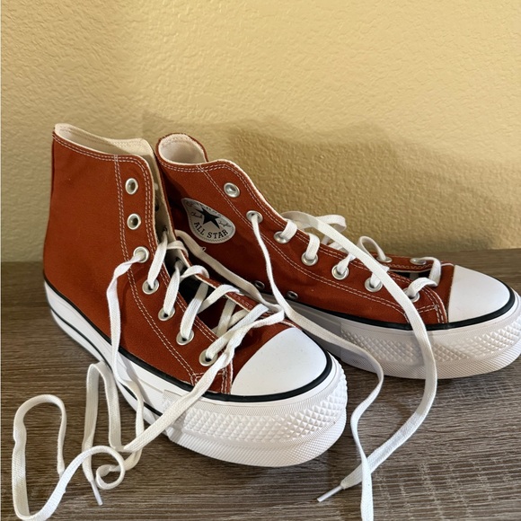 Converse High-Tops in Burnt Orange and White - Picture 1 of 2